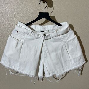 Sacai High Waist White Women's Shorts
